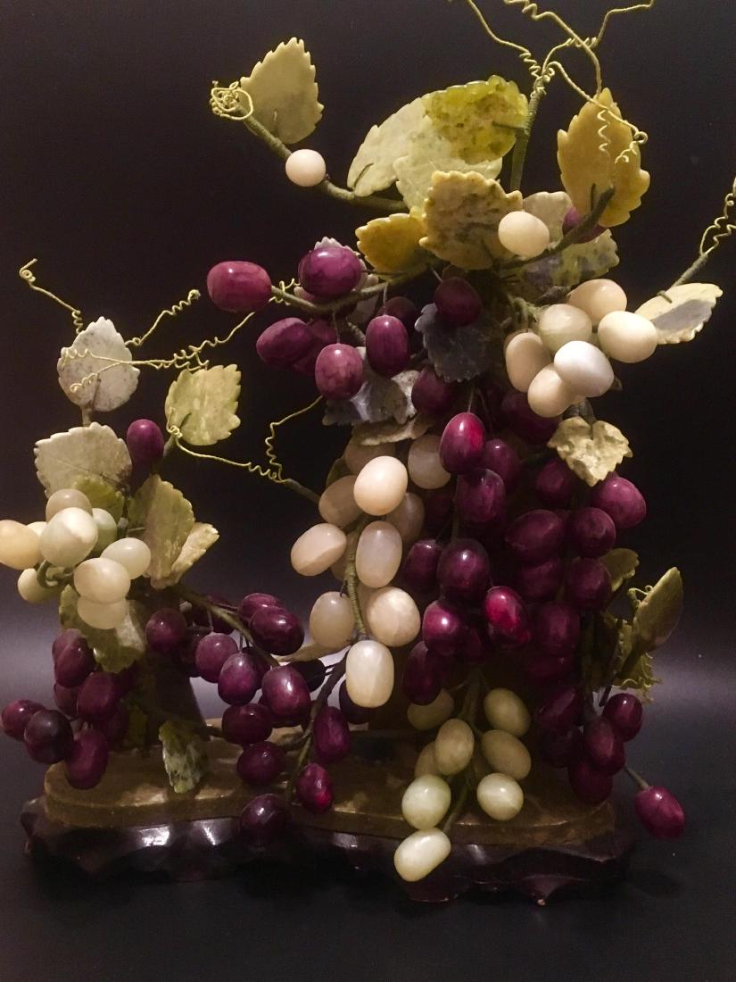 Chinese republic Jade Alabaster Hand Carved Grape Plant: MEASURES:16" x 17" x 5
