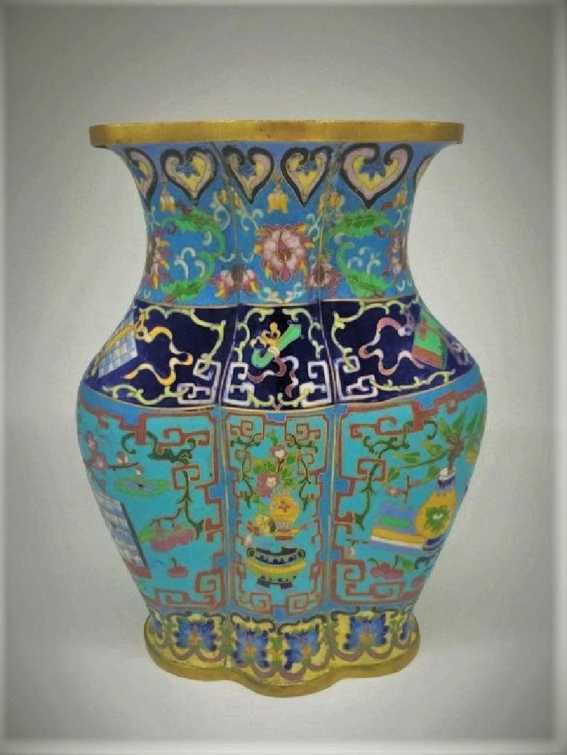 18th  Antique Heavy  Chinese blue Cloisonne Vase (1 of 6)