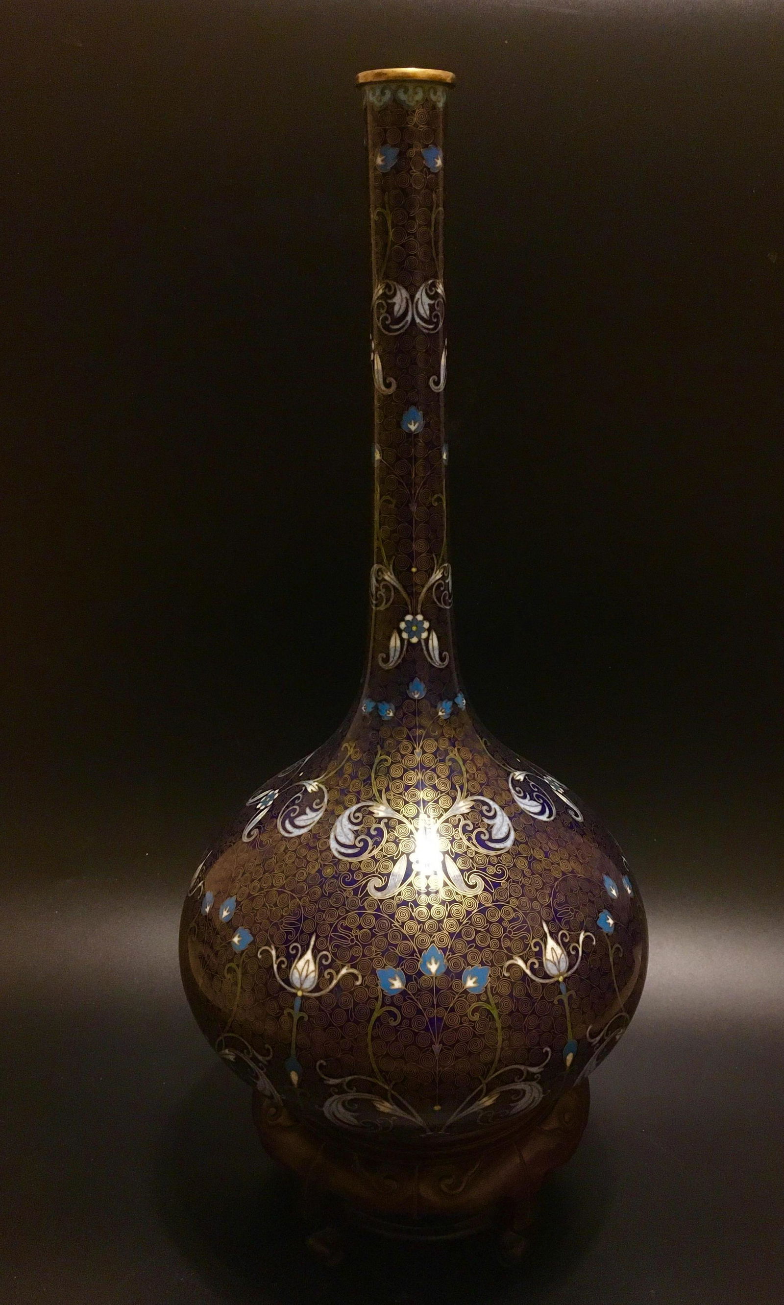 Antique 19th Century Chinese Cloisonne Bottle Neck (1 of 4)