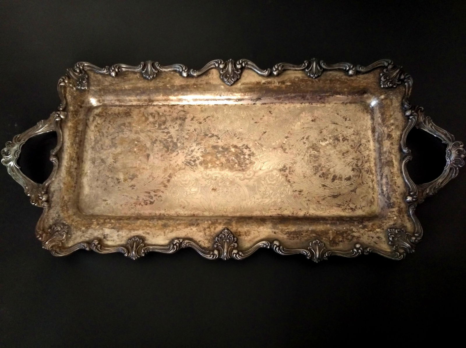 European antique large silver serving tray (1 of 7)
