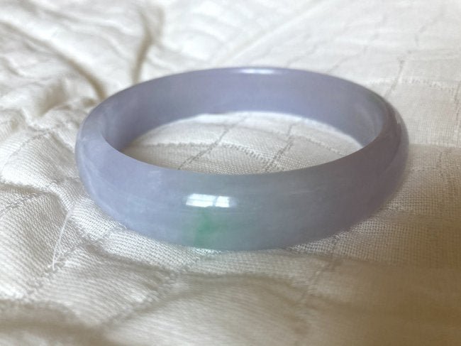 Jadeite jade lavender&green color bangle bracelet70g: MEASURES dia inside 69 mm,weight 70g