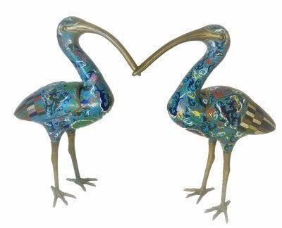 Super Big Pair Chinese Cloisonne Enamel Crane-form (1 of 4)