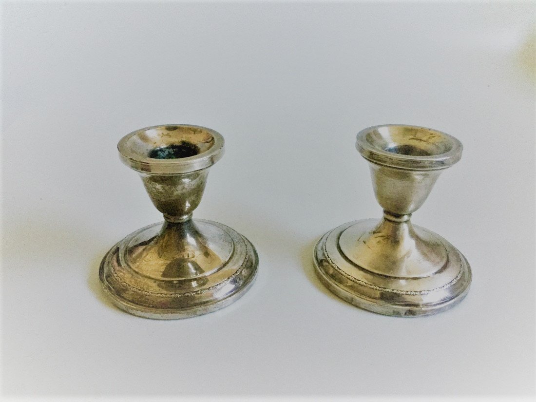 Vintage Sterling Weighted Candlestick Holders (1 of 2)
