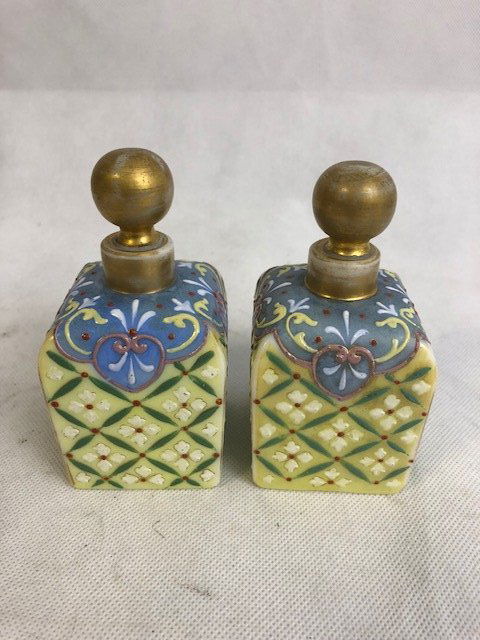 Pair Of Thomas Webb Bottles: Pair Thomas Webb Bottles 11 cm high
