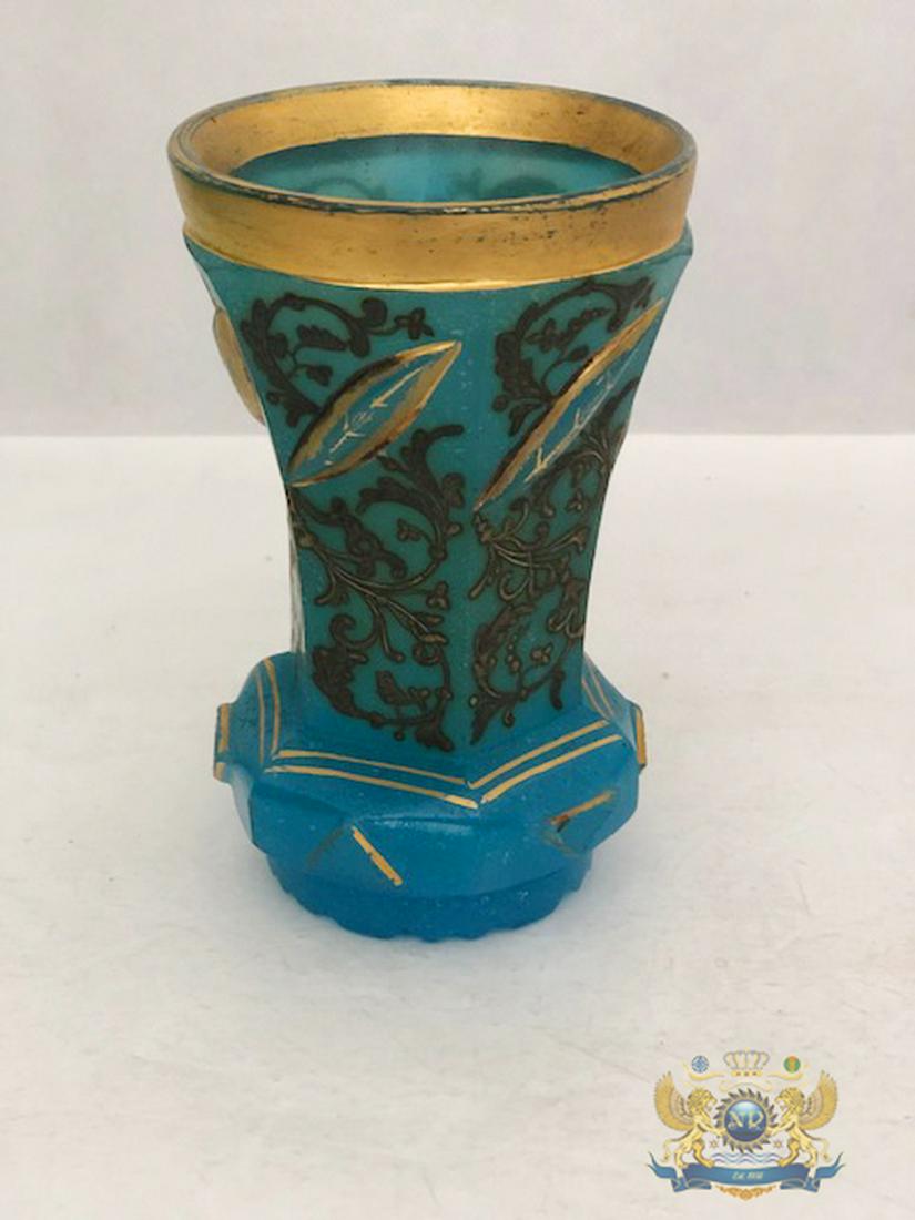 2 Bohemian Beakers: 2 Bohemian Beakers 12 cm and 13 cm High