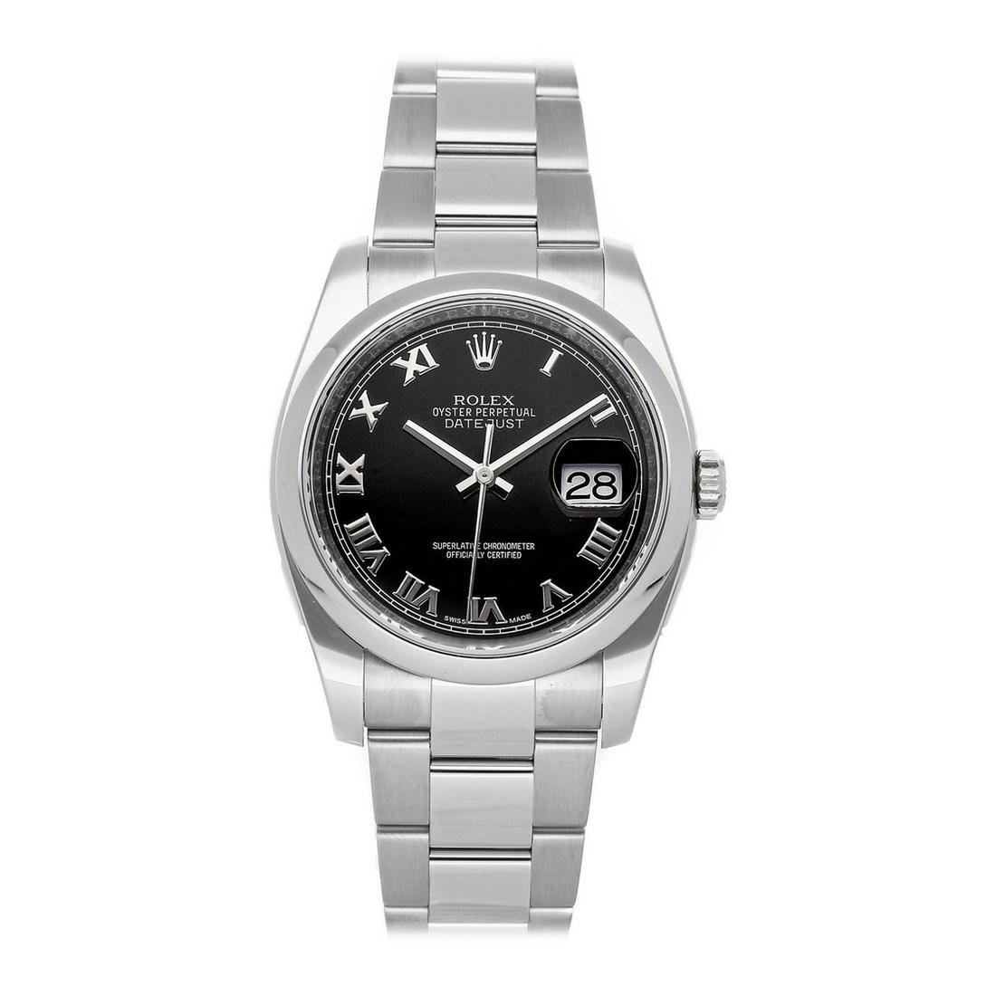 ROLEX DATEJUST 116200: Brand: Rolex Model: Datejust Case Size: 36mm Movement: Mechanical (Automatic) Complications: Date Material: Stainless Steel Band Material: Stainless Steel