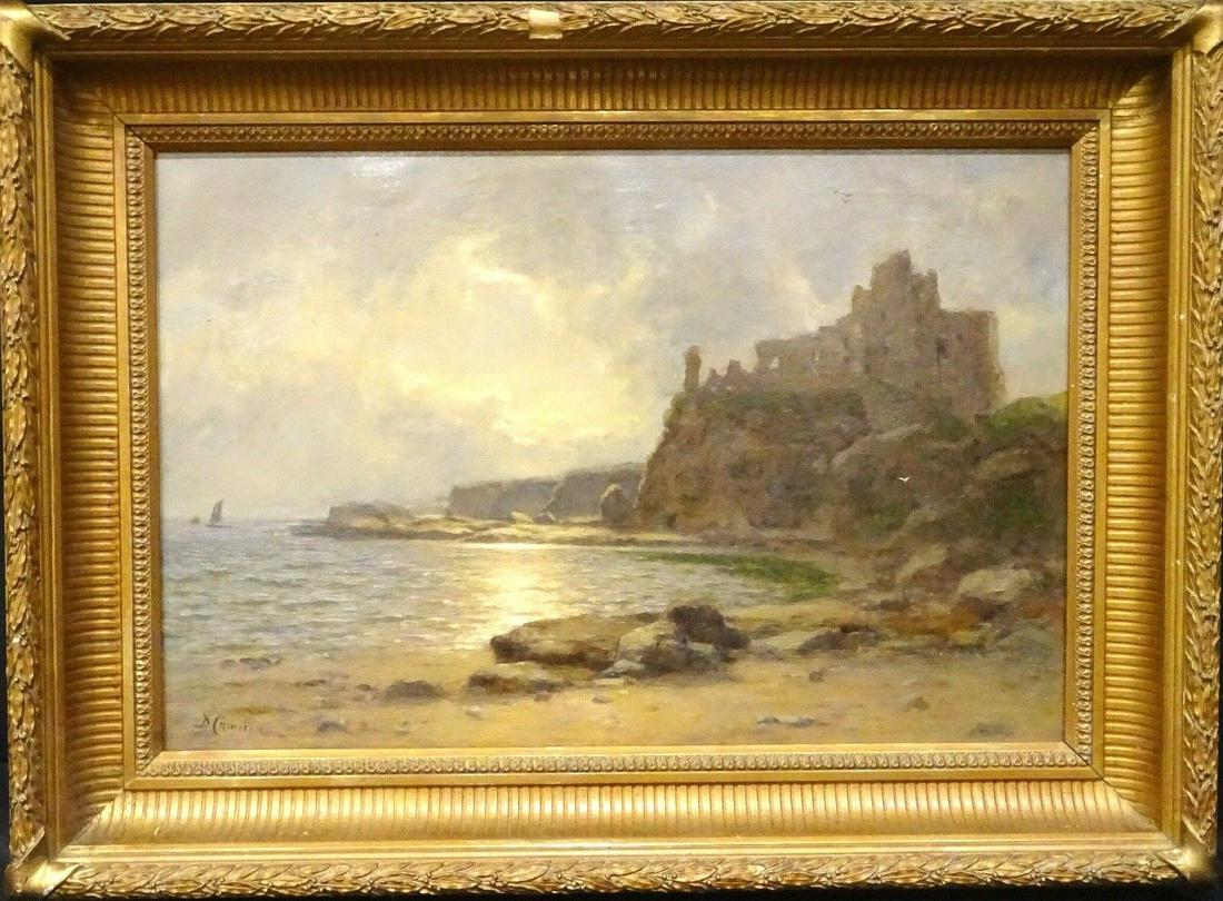 Large 19th Century Scottish Tantallon Castle Berwick: Name: Large 19th Century Scottish Tantallon Castle Berwick Landscape Duncan CAMERON Year: 19th Century Size: 30" x 22" Medium: Oil Description: Tantallon Castle, 19th Century by Duncan CAMERON (1837-1