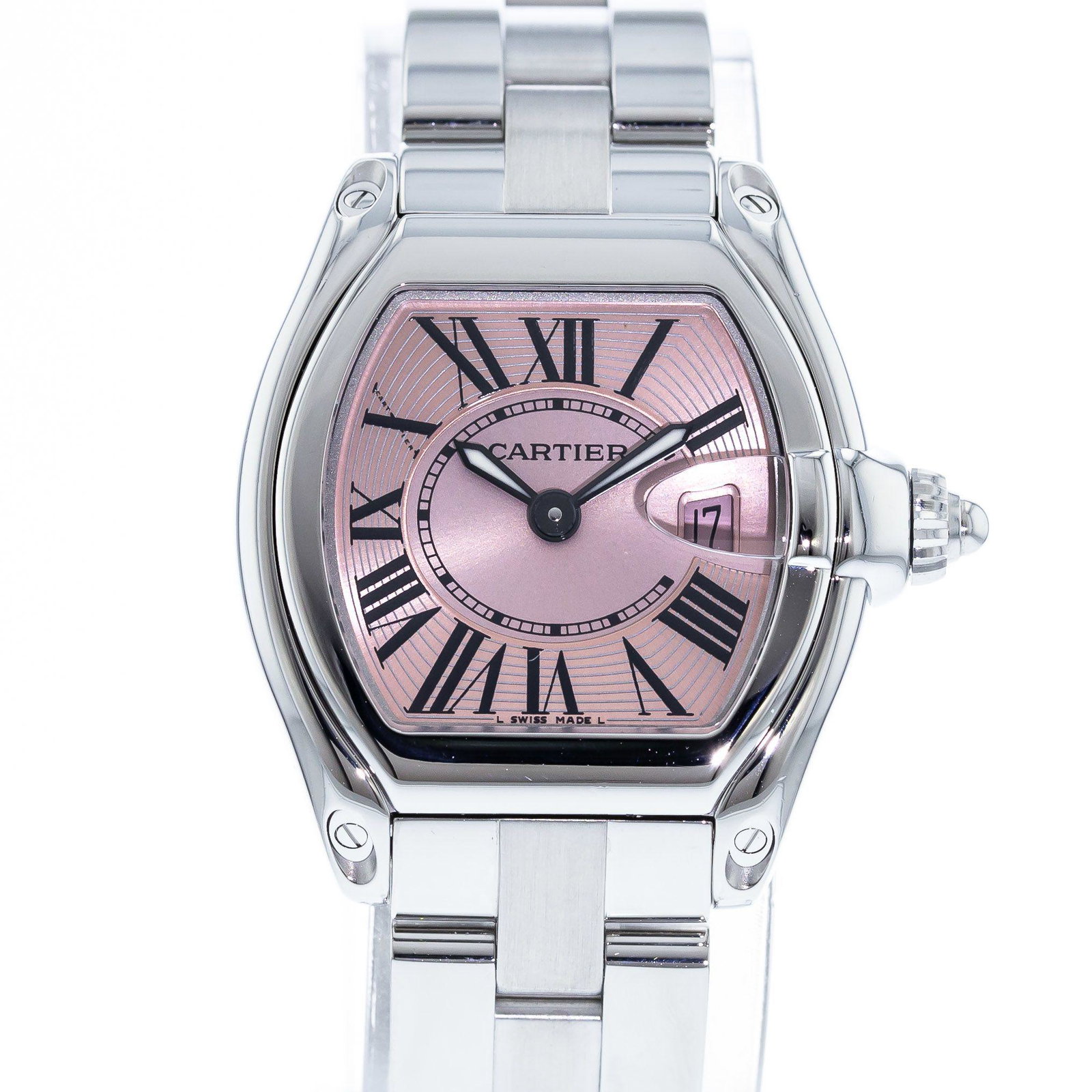 CARTIER ROADSTER SMALL: Brand: Cartier Model: Roadster Case Size: 30mm Movement: Quartz Material: Stainless Steel Band Material: Stainless Steel Box: No Papers: Yes