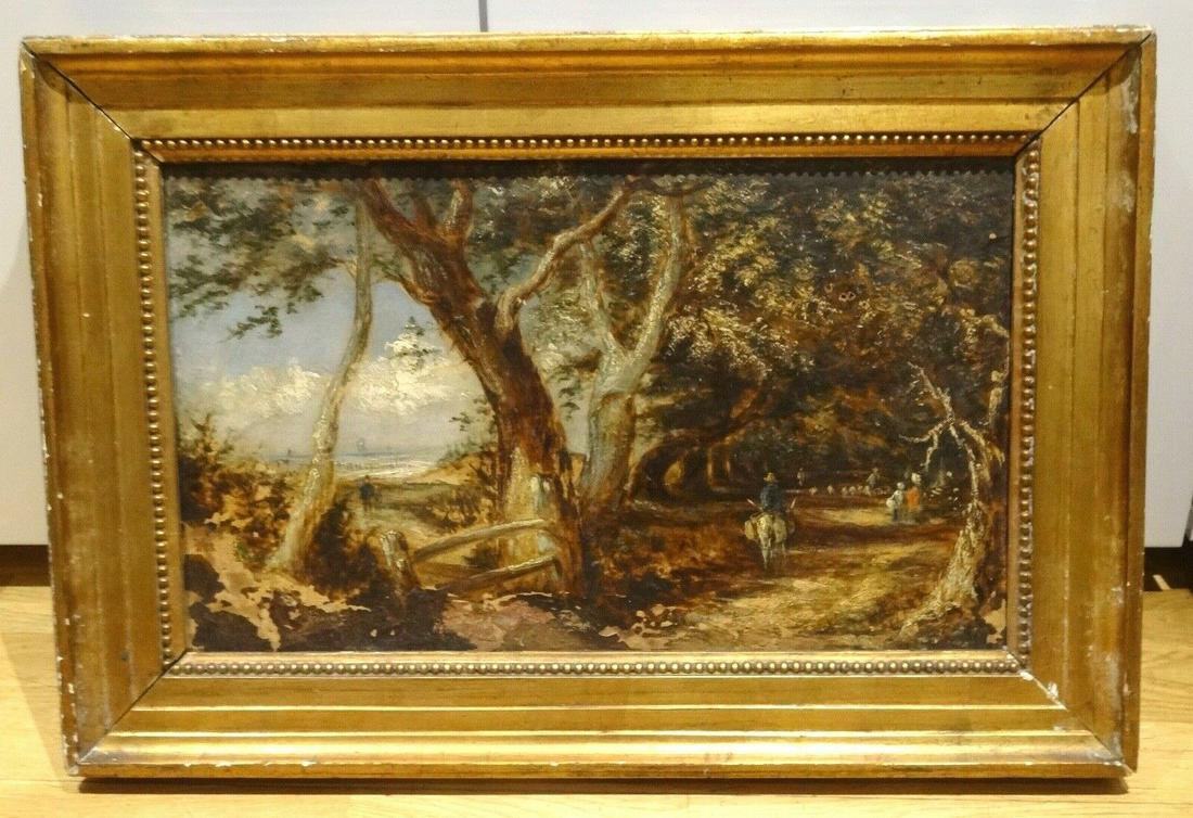 19th Century English Country Path Landscape John: Name: 19th Century English Country Path Landscape John CONSTABLE Antique Oil Painting Year: 19th Century Size: 25" x 17" Medium: Oil Description: View Of A Country Path, 19th Century Important work in