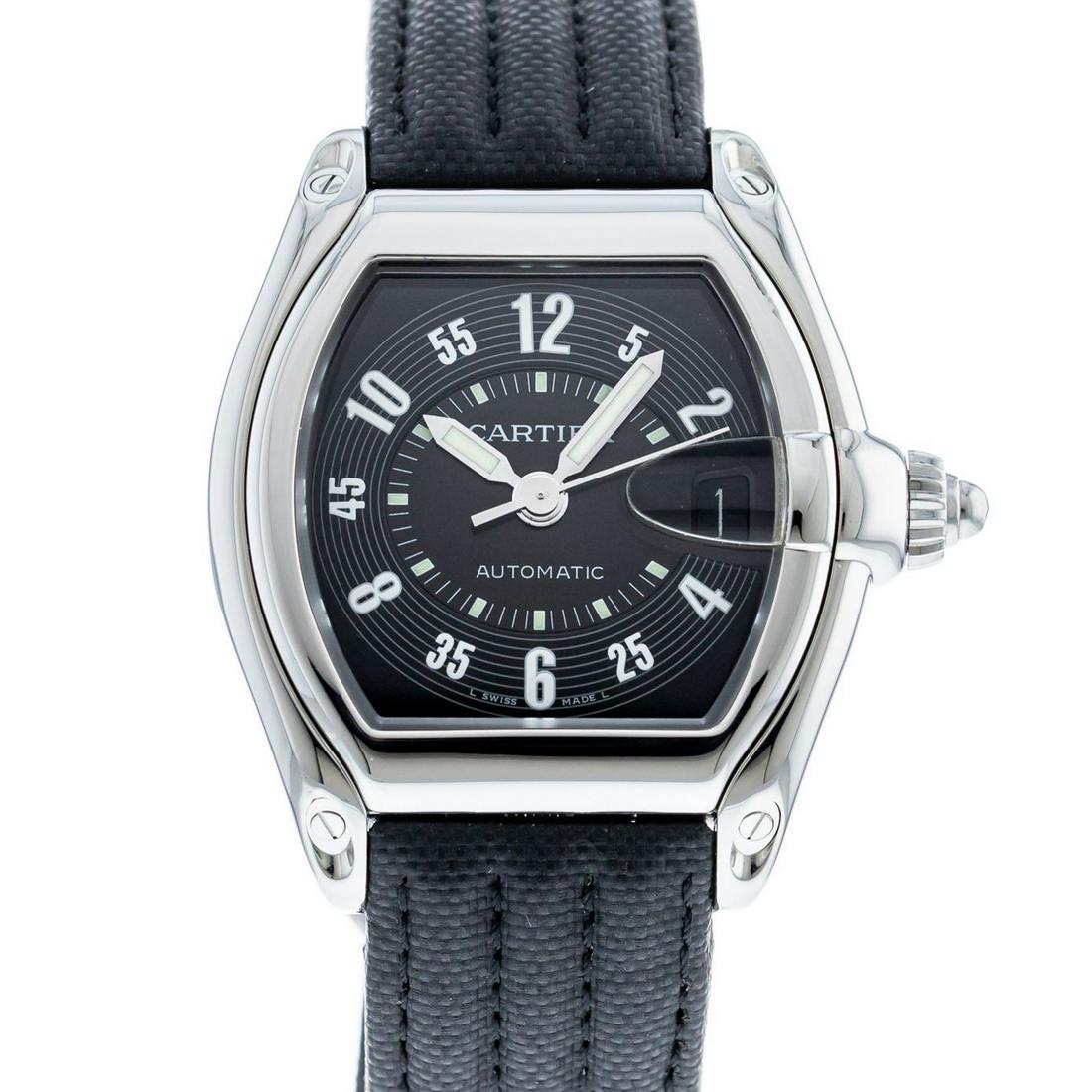 CARTIER ROADSTER: Brand: Cartier Model: Roadster Case Size: 38mm Movement: Automatic Material: Stainless Steel Band Material: Leather Box: No Papers: No