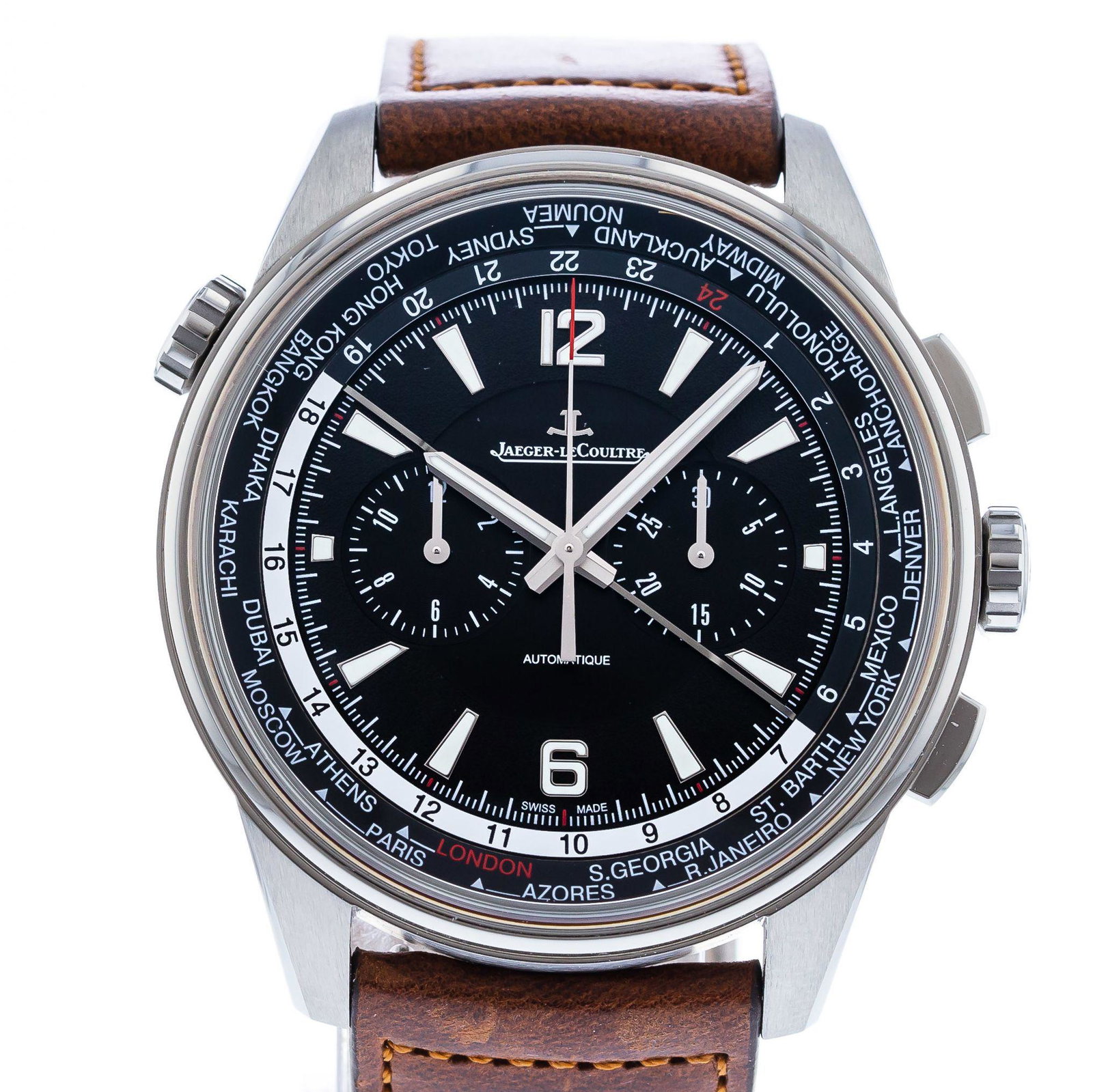 JAEGER-LECOULTRE POLARIS CHRONOGRAPH: Brand: Jaeger-LeCoultre Model: Polaris Case Size: 44mm Movement: Automatic Material: Titanium Band Material: Leather Box: Yes Papers: Yes