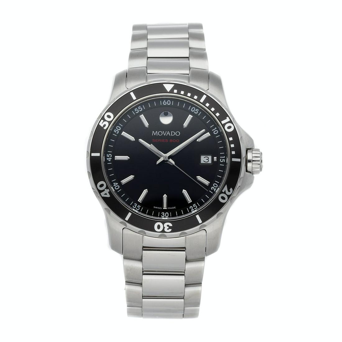MOVADO SERIES 800: Brand: Movado Model: Series 800 Case Size: 40mm Movement: Quartz (Battery) Complications: Date Material: Stainless Steel Band Material: Stainless Steel Box/Papers: Box