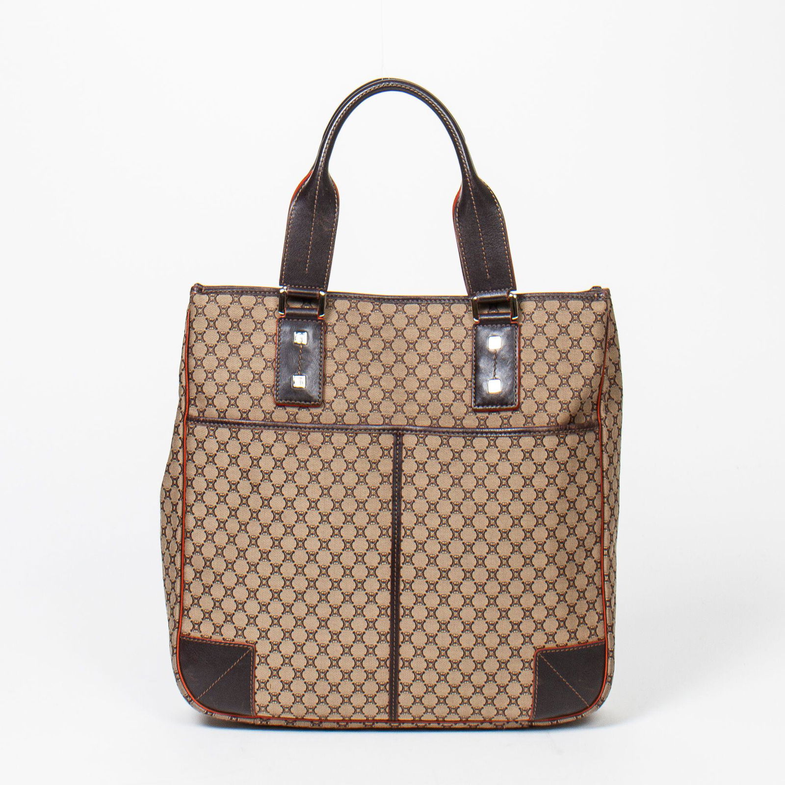 Celine Shoulder Bag: Celine Shoulder Bag Shopping Tote Color: Brown/Dark Brown Material: Canvas Straps/Handles: Dark Brown Leather Dimensions: 33x33x8cm Accessories: Dustbag