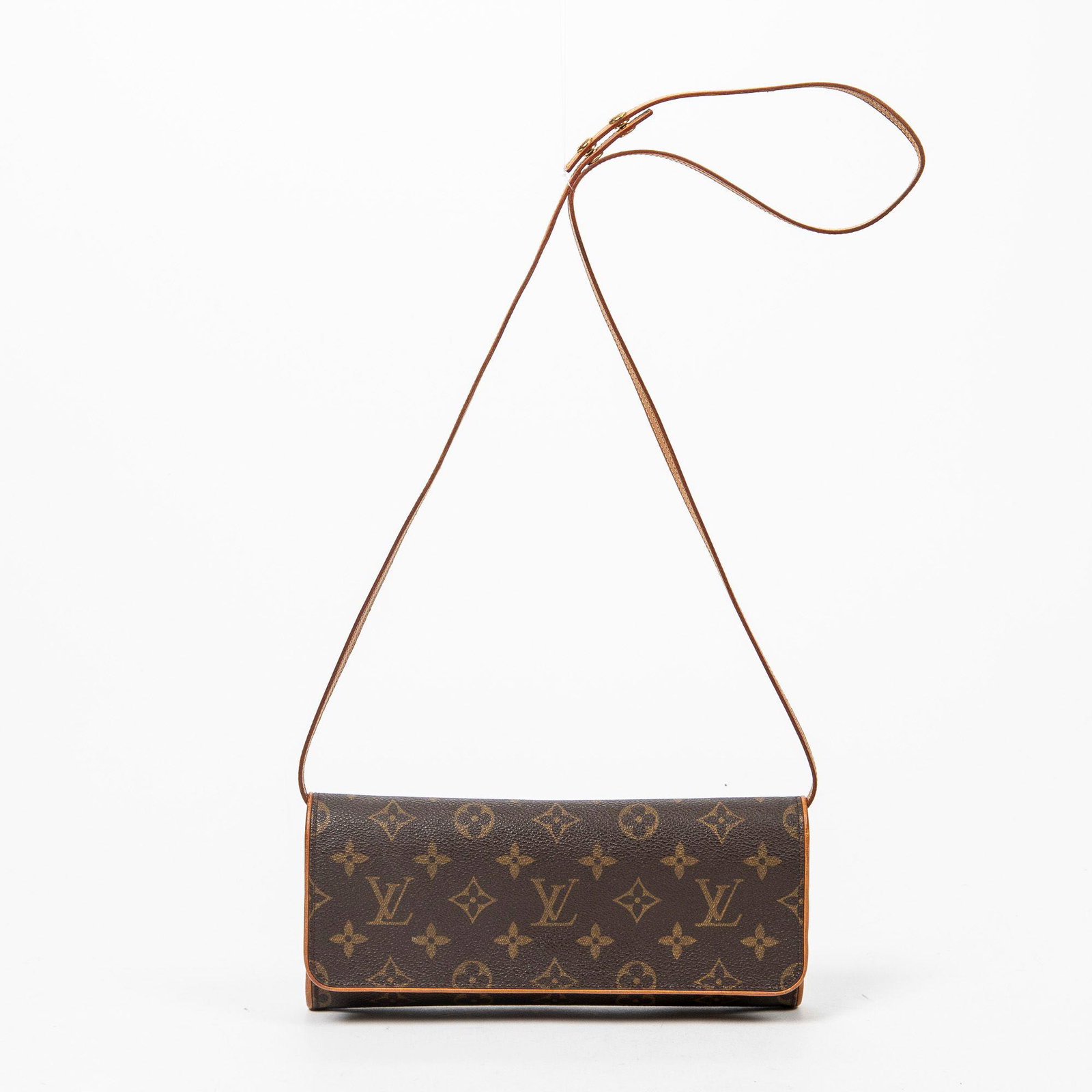 Louis Vuitton Shoulder Bag: Louis Vuitton Shoulder Bag Twin Color: Brown Material: Coated Canvas Straps/Handles: Vachetta Dimensions: 25x11.5x3cm