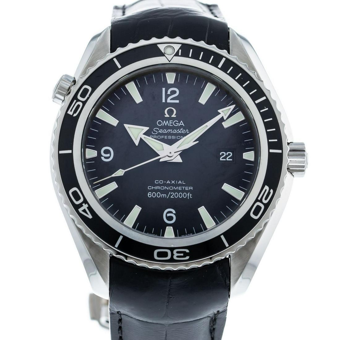 OMEGA SEAMASTER PLANET OCEAN 600M: Brand: OMEGA Model: Seamaster Planet Ocean Case Size: 45.50mm Movement: Automatic Material: Stainless Steel Band Material: Leather Box: No Papers: No