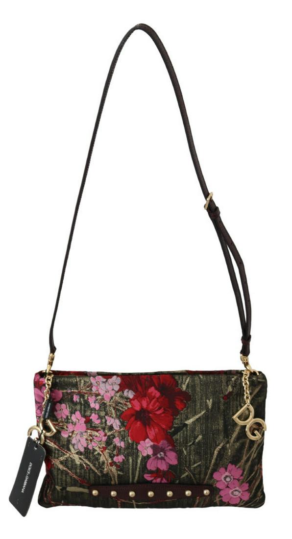 Multicolor Floral Brocade Sling Women Purse CLEO Bag: Brand: DOLCE & GABBANA Model: Sling Purse CLEO Bag Material: 3% PA, 70% PL, 12% Silk, 15% Leather Color: Multicolor Floral Brocade Embellished Strap: Detachable and adjustable shoulder strap up to 110