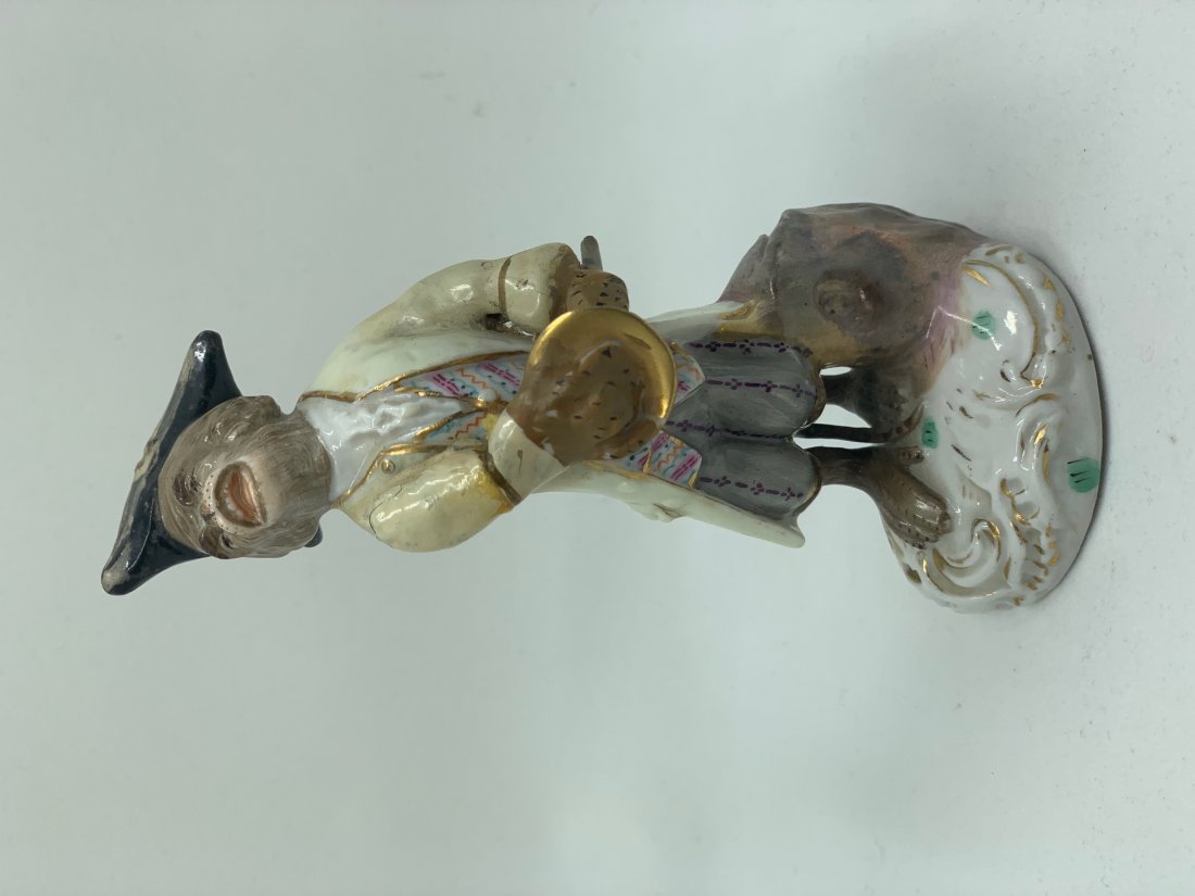 MEISSEN FIGURE MUSIC MONKEY: Description: MEISSEN FIGURE MUSIC MONKEY Dimensions: 12cm High