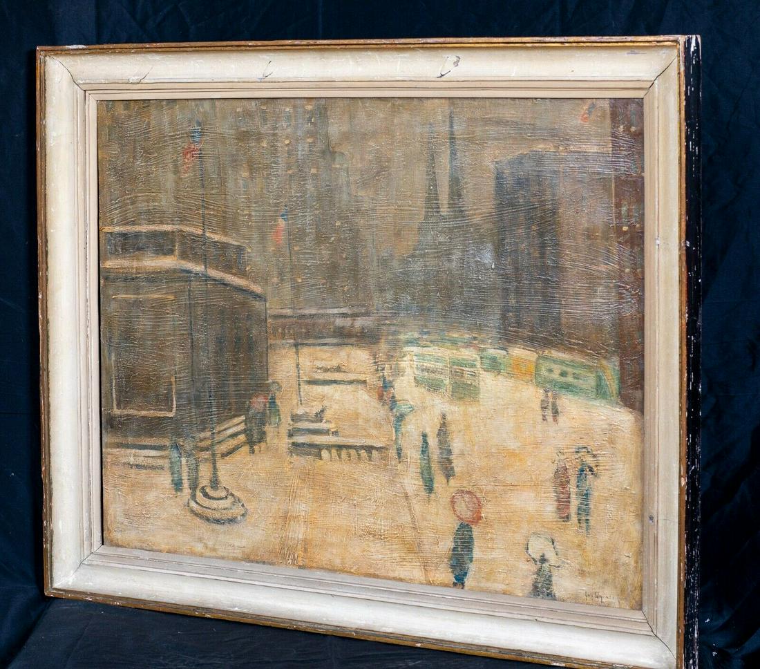 5th Avenue Library Blizzard Winter New York: Year: 20th Century Size: 110cm x 85cm Medium: Oil Description: 5th Avenue Library, Winter Blizzard, 19th Century Guy Carleton WIGGINS (1883-1962) interest - signed & inscribed Fine large 20th Century