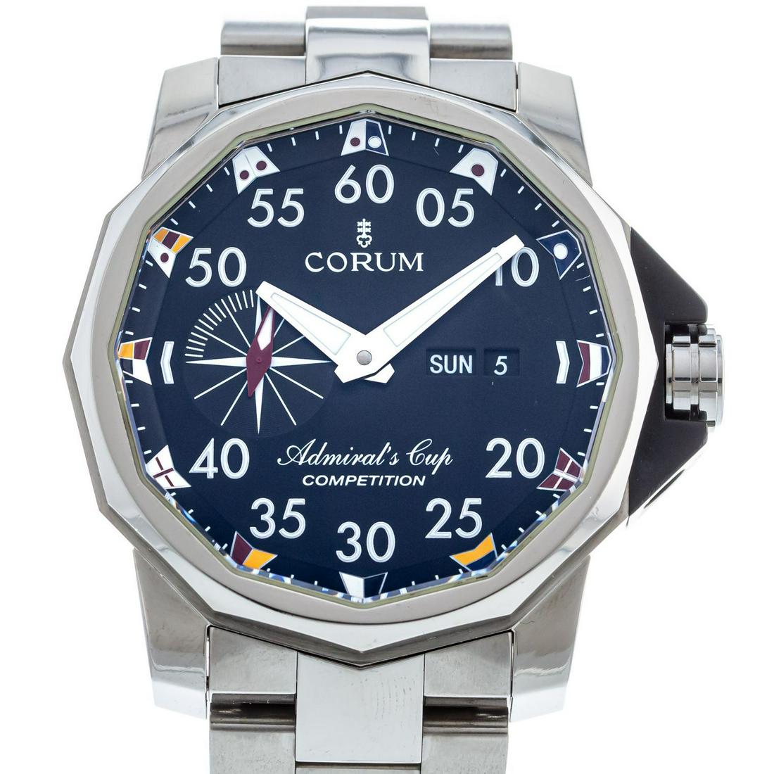 CORUM ADMIRALS CUP COMPETITION: Brand: Corum Model: Admirals Cup Competition Case Size: 48mm Movement: Automatic Material: Titanium Band Material: Stainless Steel Box: No Papers: No