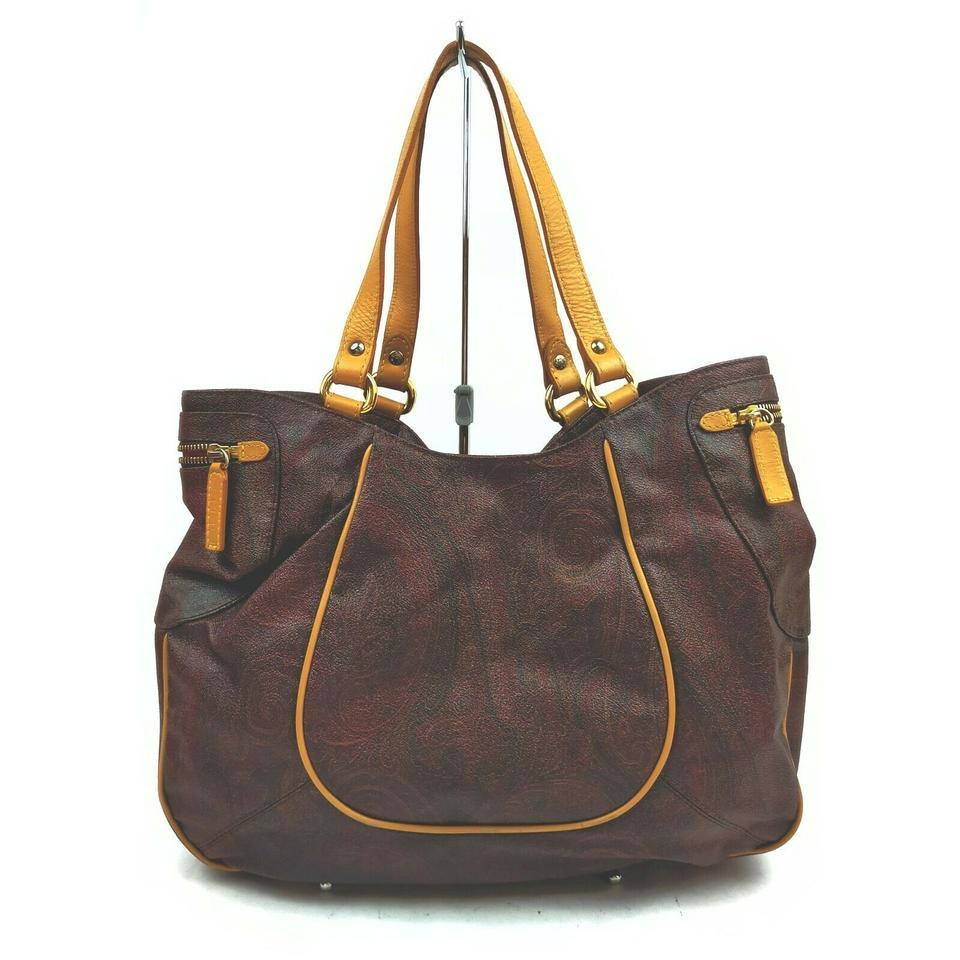 Etro Bordeaux Paisley HoboTote Bag: Brand: ETROMaterial: PVC Color: Brown Strap: 43 cm Measurements: Width: 37 cm(approx) Height: 29 cm(approx) Depth: 8 cm(approx)