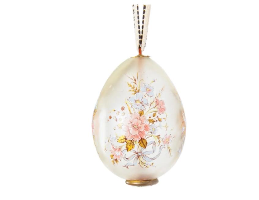 RUSSIAN ANTIQUE ENAMELLED BROWN-TONED GLASS EASTER EGG: Country of Origin: Russian Date of Manufacture: 20th Century Period: 20th Century Style: Russian Interest Materials: Enamel Color: Clear, Pink Height: 9 cm / 3.5 inches Diameter: 7.5 cm / 2.8 inches