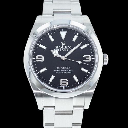 Rolex Explorer: Brand: Rolex Model: Explorer Case Size: 39mm Movement: Automatic Material: Stainless Steel Band Material: Stainless Steel Box: Yes Papers: No