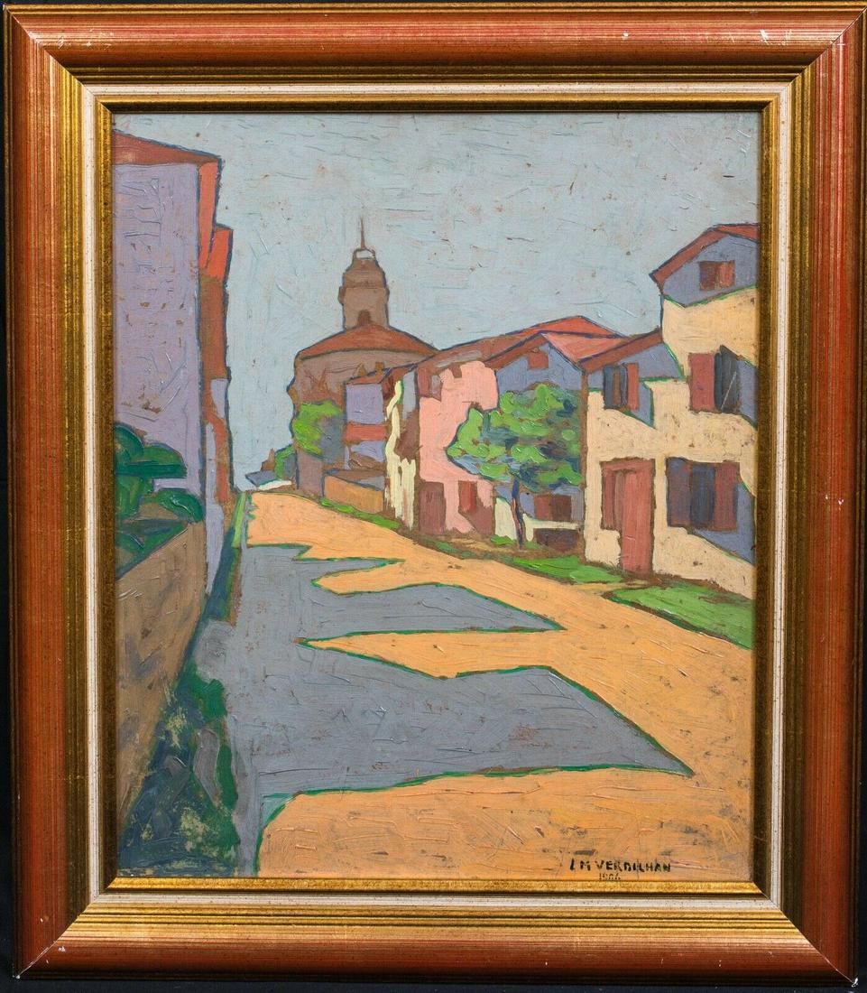 Impressionist Street Oil Painting: Year: 20th Century Size: 21" x 18" Medium: Oil Description: Fine early 20th century French Impressionist street scene, oil on board by Louis-Mathieu Verdilhan. Excellent quality and condition example