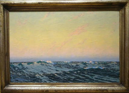 "Open Water" Oil Painting: Year: 19th Century Size: 85cm x 60cm Medium: Oil Description: Fine large early 19th century view of a seascape at sunset, oil on canvas by Charles Pears. Excellent quality and condition example of the