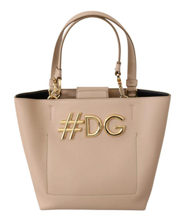 Pink Leather Hand Tote Shopping Purse: Brand: DOLCE & GABBANA Model: BEATRICE, Shopping tote hand bag Material: 100% Leather Color: Pink light with gold metal detailing Strap: 31cm x 2cm Measurements: 23cm x 24cm x 14cm