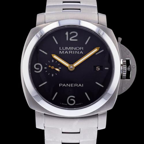 Panerai Luminor Marina 1950: Brand: Panerai Model: Luminor Marina 1950 Case Size: 44mm Movement: Automatic Material: Titanium Band Material: Titanium Box: Yes Papers: Yes