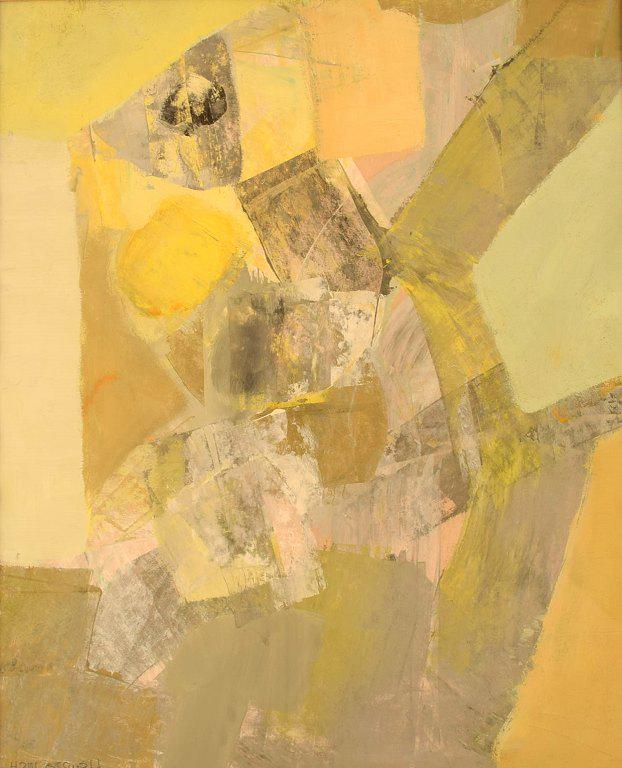 Hans Osswald Acrylic Painting: Year: 20th Century Size: 53 x 44.5 cm Medium: Acrylic on paper Description: Hans Osswald. Swedish artist. Acrylic on paper. Dated 1962. In very good condition. Signed and dated. Visible dimensions: 38