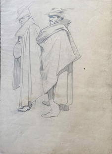 Cloak and Dagger, 1895: Year: 19th Century Size: 14 x 10 in Medium: Graphite Description: Ellsworth Woodward, who with his brother William Woodward around the turn of the 20th century sparked an arts renaissance in the South