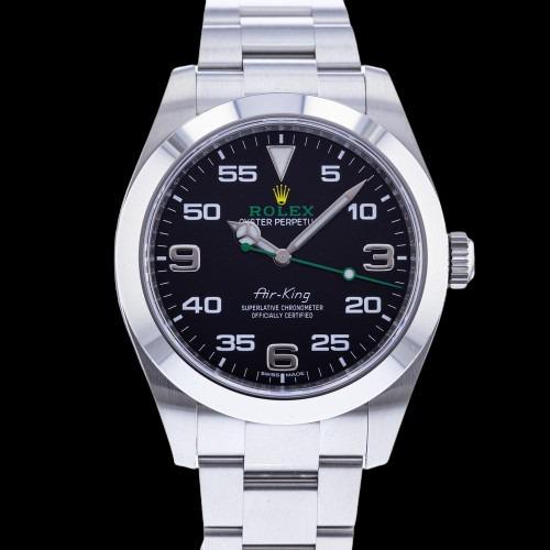 Rolex Air-King: Brand: Rolex Model: Air-King Case Size: 40mm Movement: Automatic Material: Stainless Steel Band Material: Stainless Steel Box: Yes Papers: Yes