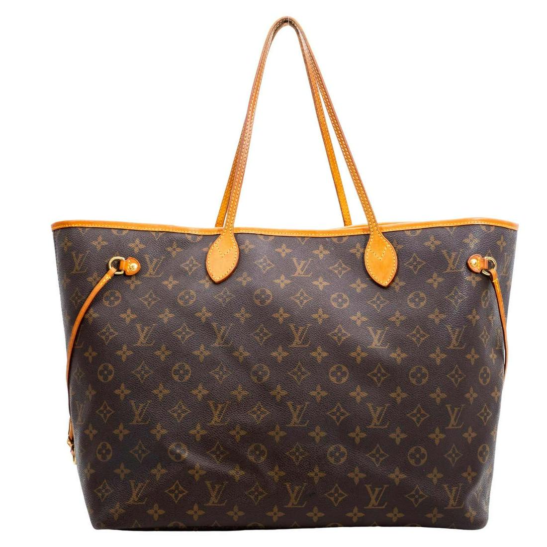 Louis Vuitton Monogram Neverfull GM Tote Bag (2010): Brand: Louis Vuitton Material: Coated canvas Color: Brown Strap: 9” Measurements: H 13” x L 21” x D 8” Includes: Dust bag