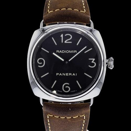PANERAI RADIOMIR BASE: Brand: Panerai Model: Radiomir Base Case Size: 45mm Movement: Manual Material: Stainless Steel Band Material: Leather Box: Yes Papers: Yes