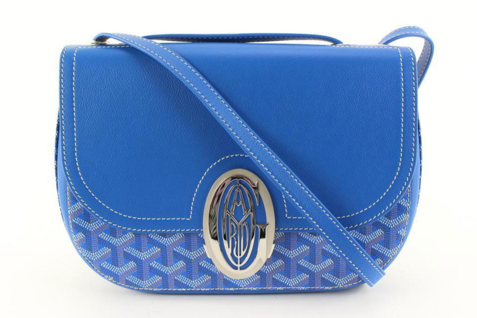 Goyard Royal Sky Blue 233 Flap Bag Crossbody With Metal Logo