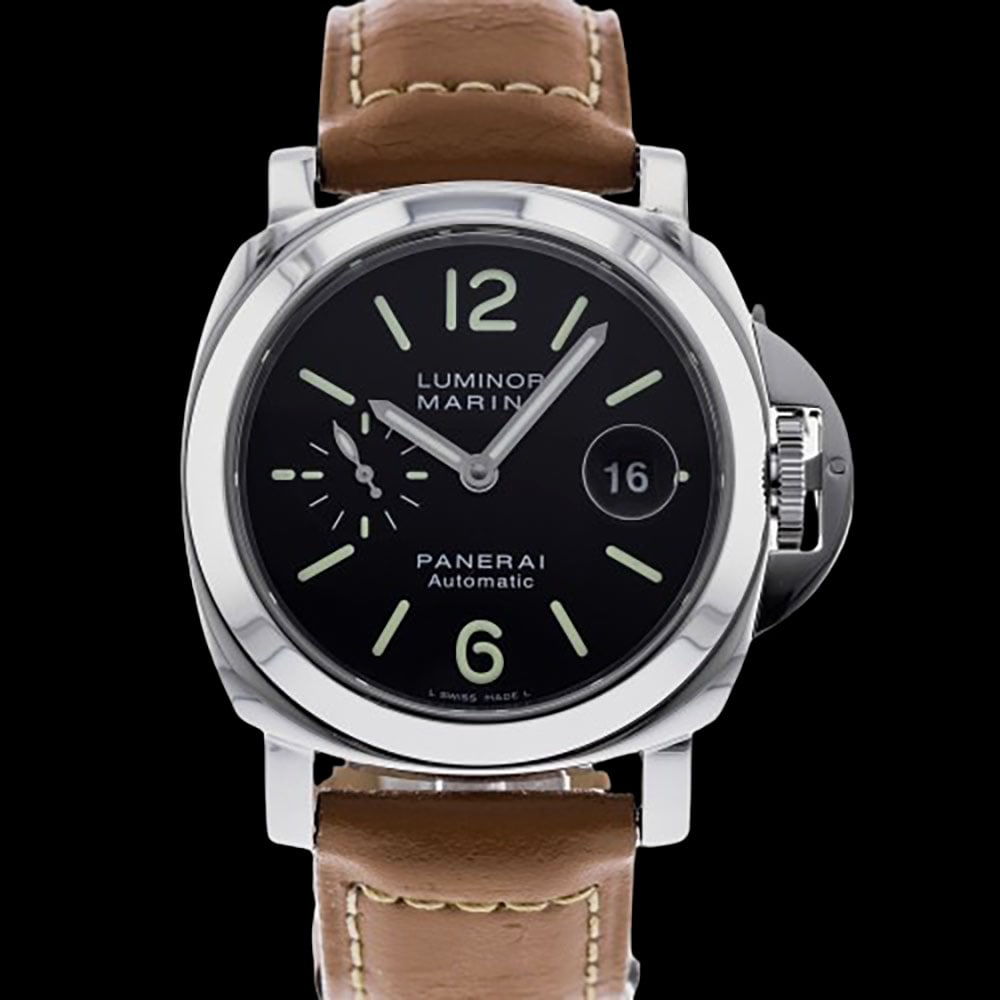 PANERAI LUMINOR MARINA: Brand: PANERAI Model: Luminor Marina Case Size: 44mm Movement: Automatic Material: Stainless Steel Band Material: Leather Box: Yes Papers: No