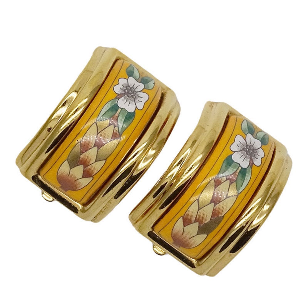 HERMES EARRINGS ENAMEL: Brand: Hermes Type: Clip earrings Material: Leather Size (HxWxD): 20.80mm x 14.20mm / 0.82'' x 0.56''