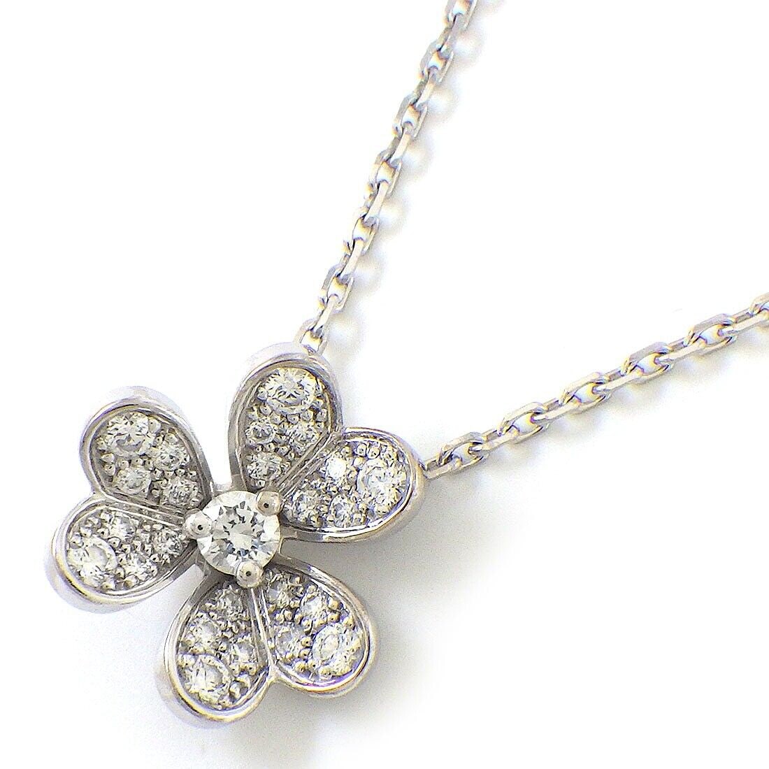 VAN CLEEF & ARPELS NECKLACE: Brand: Van Cleef & Arpels Material: (18K) White Gold Stone: Diamond Weight: 3.6 grams Neck Circumference: 14.96" & 15.74"(inches) / 38.0cm & 40.0cm Pendent Size: W 0.45" × H 0.41"(inches) / W 11.5mm