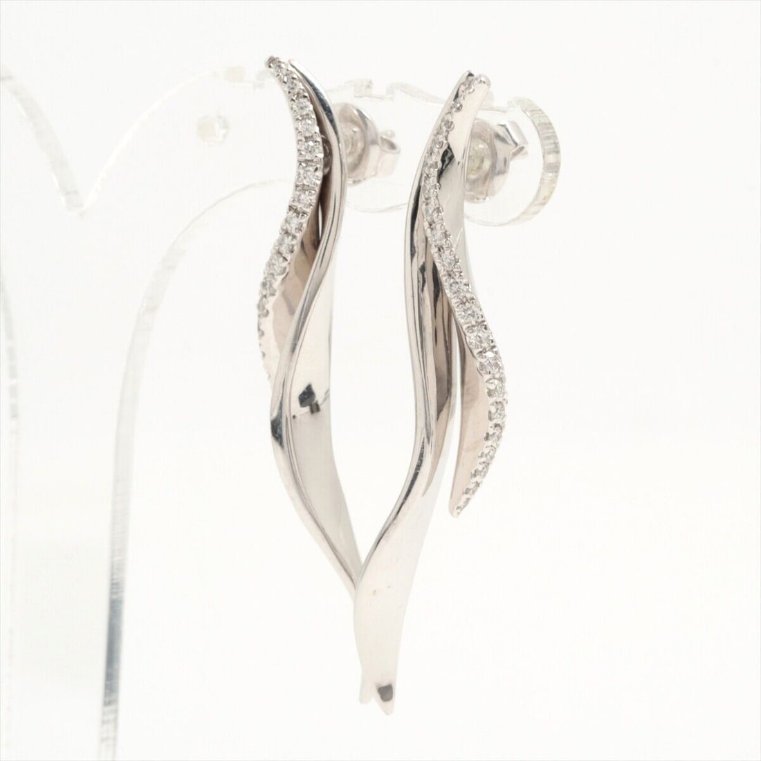 MIKIMOTO DIAMOND 18K WHITE GOLD EARRINGS: Brand: Mikimoto Type: Earrings Material: Diamond, 18K White Gold Weight: 11g Length: 0.4" Accessories: Box