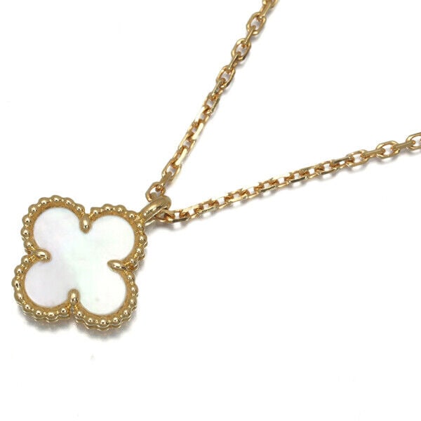 VAN CLEEF & ARPELS SWEET ALHAMBRA MOTHER OF PEARL 18K YELLOW GOLD NECKLACE: Brand: Van Cleef & Arpels Type: Necklace Material: 18K Yellow Gold Stone: Mother of Pearl Necklace Length: 38 / 40 cm Pendant Size: 11.7 x 9.3mm Weight: 2.7g Accessories: Certificate