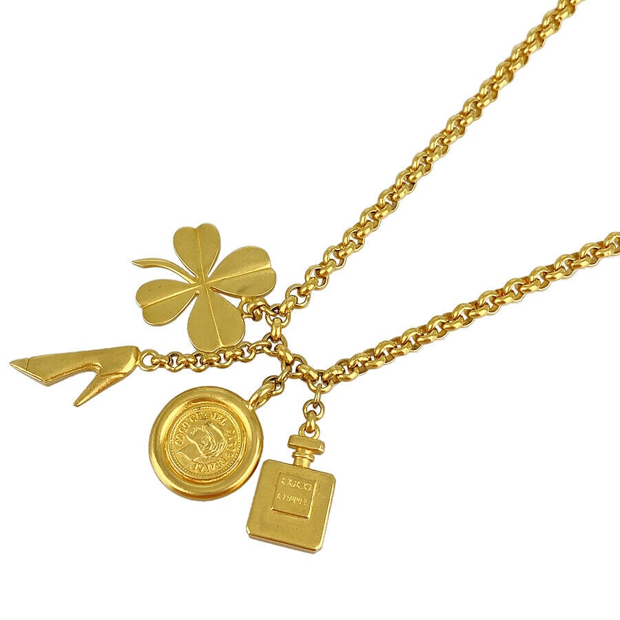 CHANEL CHARM GOLD PLATED NECKLACE: Brand: Chanel Type: Necklace Material: Gold Plated Necklace length: 34.3" Weight: 118.5g Accessories: Sales certificate, Box