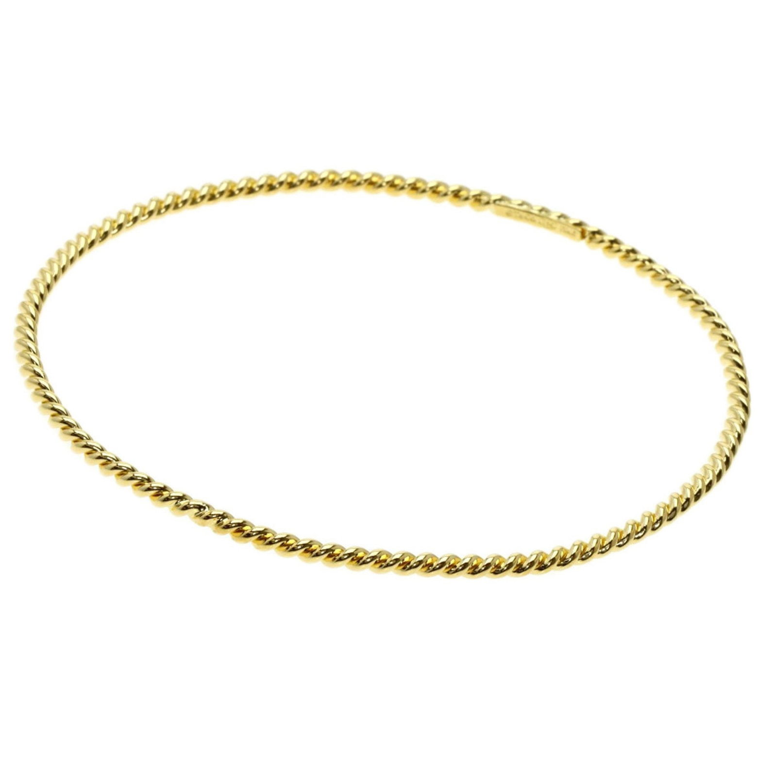 TIFFANY 18K YELLOW GOLD TWIST BANGLE BRACELET: Brand: Tiffany & Co. Type: Bangle Material: 18K Yellow Gold Length: 20cm / 7.87'' Width: 2.3mm / 0.09'' Weight: 9g / 0.31oz.