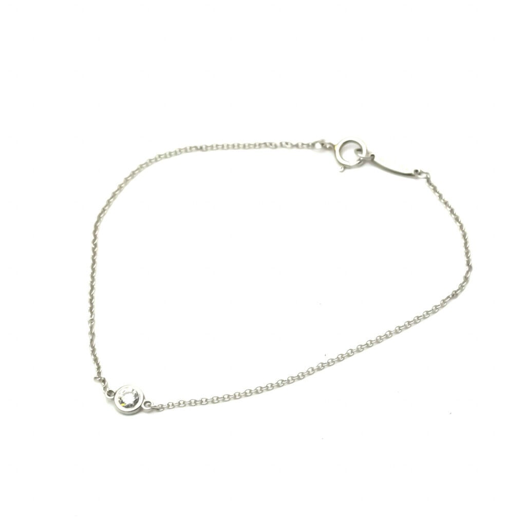 TIFFANY ELSA PERETTI DIAMONDS BY THE YARD PLATINUM BRACELET: Brand: Tiffany & Co. Line: Diamonds by the Yard Type: Charm bracelet Material: Platinum Stone: Diamond Diameter: 4.4mm / 0.17'' Length: 16.5cm / 6.49'' Weight: 1.3g / 0.04oz. Stone Size: 4.4mm x 4.4mm
