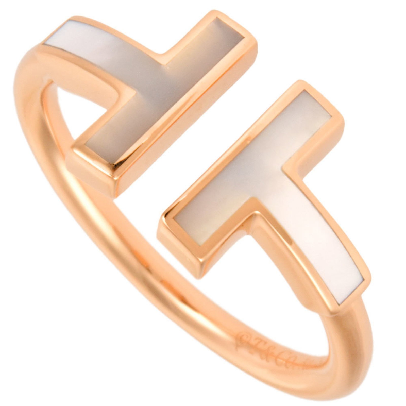 TIFFANY T-WIRE MOTHER-OF-PEARL 18K ROSE GOLD RING: Brand: Tiffany & Co. Type: Band ring Material: 18K Rose Gold Other Size: 8 Accessories: Box
