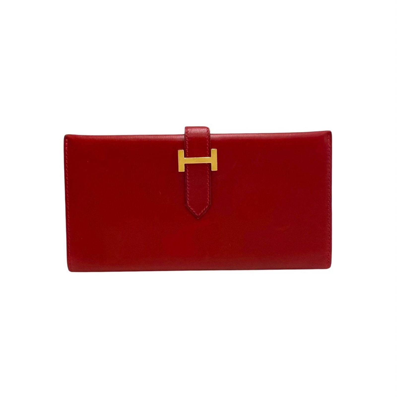 Hermes Bearn Logo Hardware: Hermes Bearn Logo Hardware Brand: Hermes Type: Long wallet (bi-fold) Material: Leather Leather/Fur Type: Calfskin Color: Red color Size (HxWxD): 9cm x 17.5cm x 1cm / 3.54'' x 6.88'' x 0.39'' <
