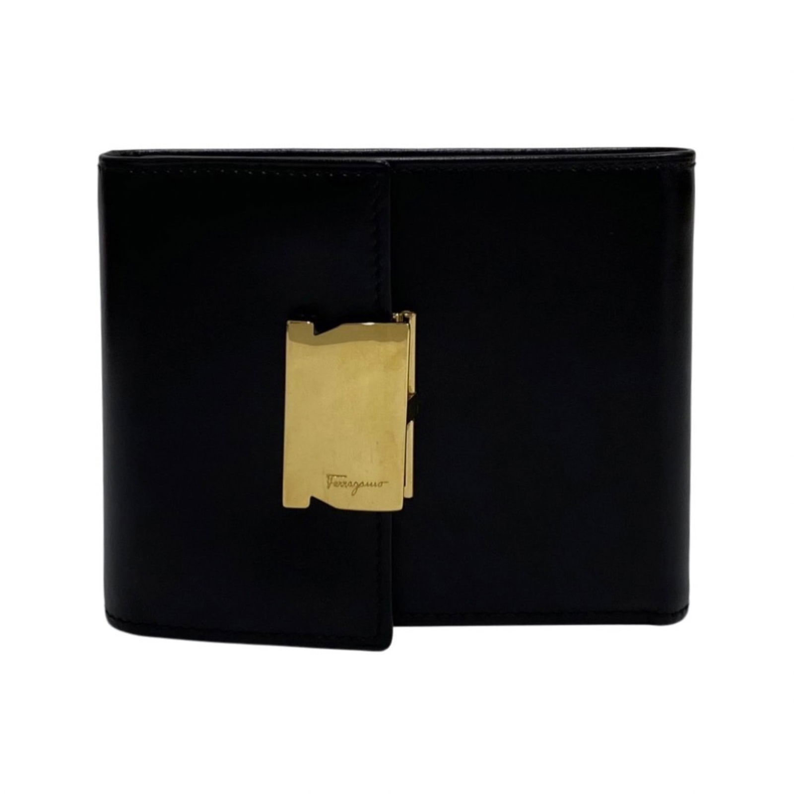 Salvatore Ferragamo Logo Hardware Calf: Salvatore Ferragamo Logo Hardware Calf Brand: Salvatore Ferragamo Type: Wallet (bi-fold) Gender: Women Material: Leather Leather/Fur Type: Calfskin Color: Black Size (HxWxD): 9cm x 11cm x