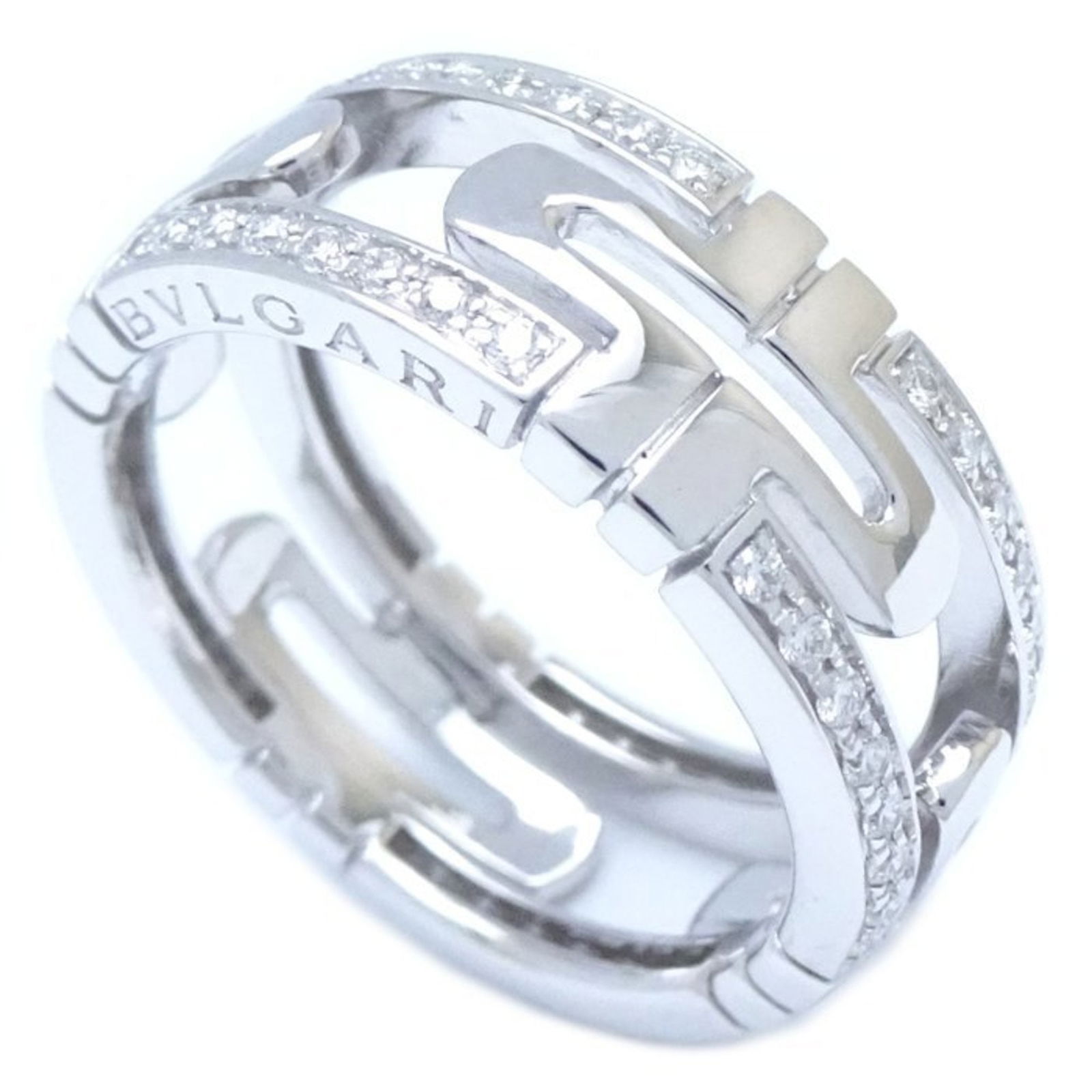Bvlgari Open Parentesi Ring Diamond: Bvlgari Open Parentesi Ring Diamond Brand: Bvlgari Type: Band ring Gender: Women Material: White gold (18K) Stone: Diamond Other Size: 14 Accessories: None Accessories Notice: Be