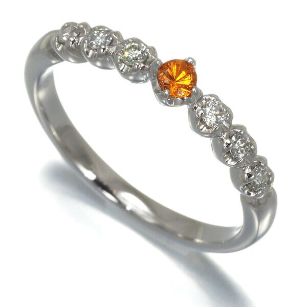 Spessartine Garnet Diamond 0.11ct Ring 18K: Spessartine Garnet Diamond 0.11ct Ring 18K Condition: Pre-owned Consignor Notes: ?Pre-owned. Please see Item Description.? Brand: Unbranded Metal: White Gold Metal Purity: 18k Type: Ring
