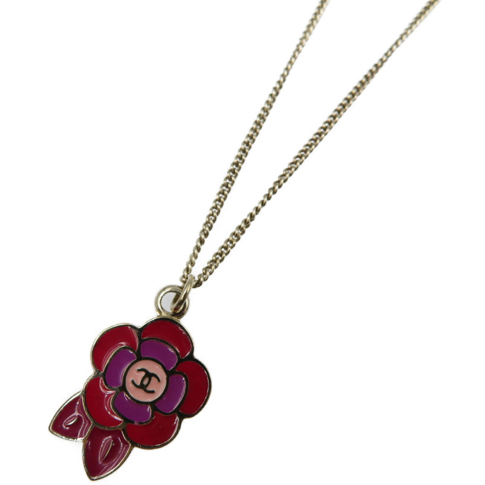 CHANEL COCO MARK FLOWER GOLD PLATED NECKLACE: Brand: Chanel Type: Necklace Material: Gold Plated Neck Circumference: 42.5 cm / 16.73'' Pendant Size: 22mm x 17mm / 0.86'' x 0.66'' Accessories: Box